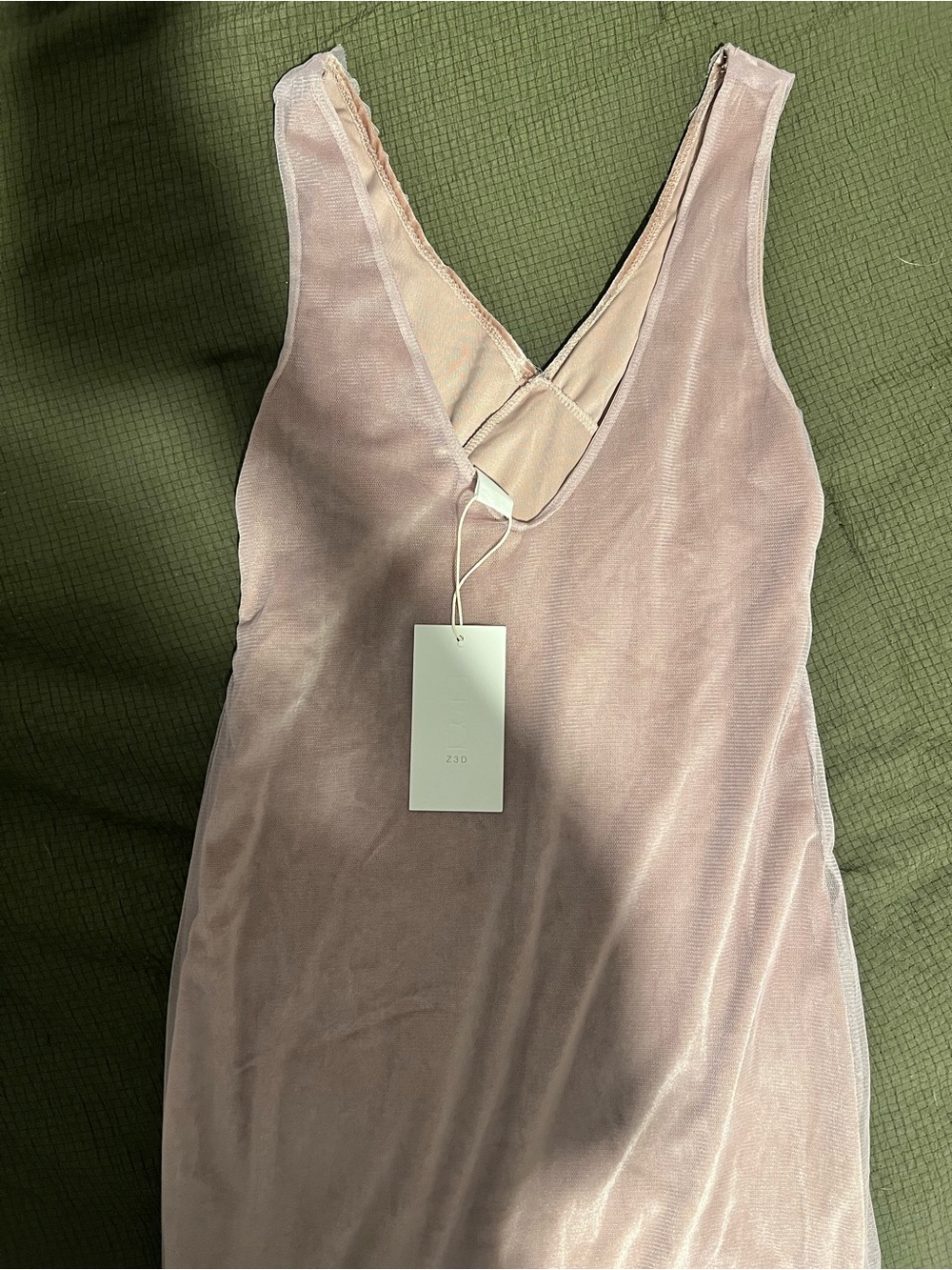 Pale Pink Sheer V-Neck Slip Dress - Picture 3 of 4
